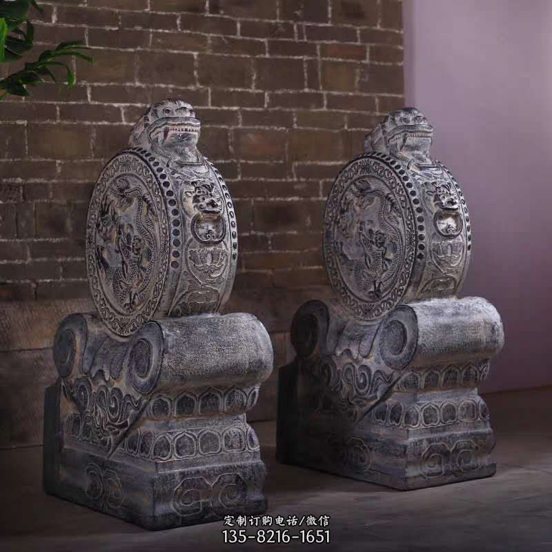 石雕狮子门墩-中国传统建筑大门雕塑摆件图片