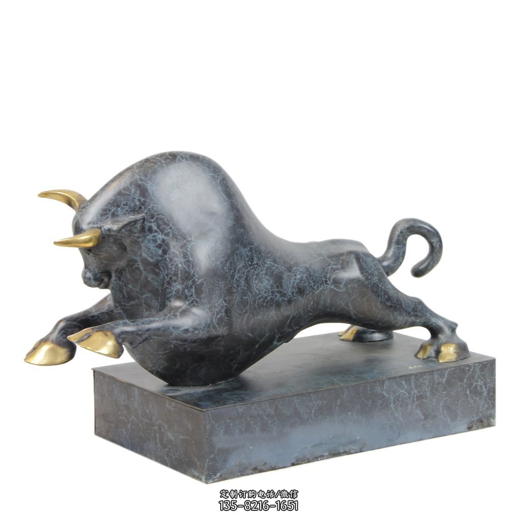 抽象牛铜雕-铸铜生肖动物雕塑摆件