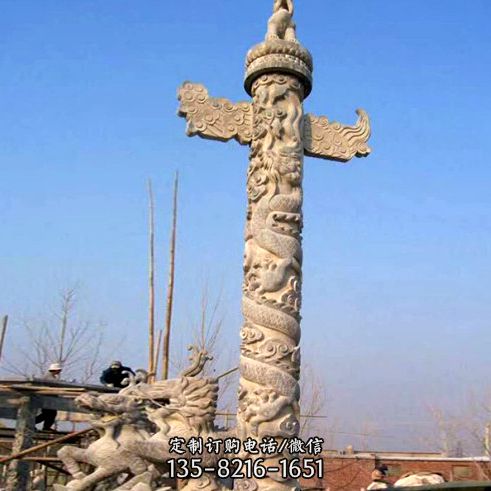 华表柱子雕塑中式石狮子雕塑柱子-金属柱子雕塑
