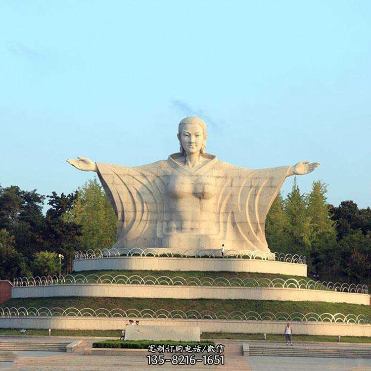景区园林大型中国神话中的创世女神女娲石雕景观雕塑图片