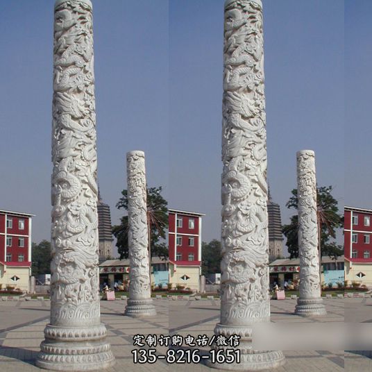 中国龙柱雕塑-老石雕龙柱栏杆
