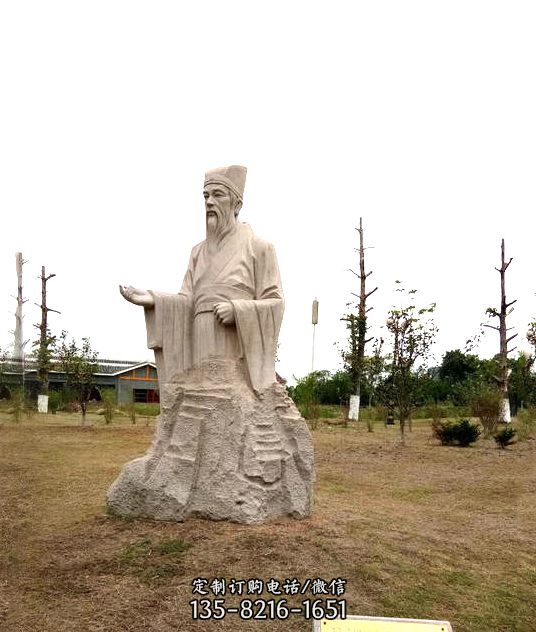 公园历史名人古代著名佛学家谢灵运石雕图片