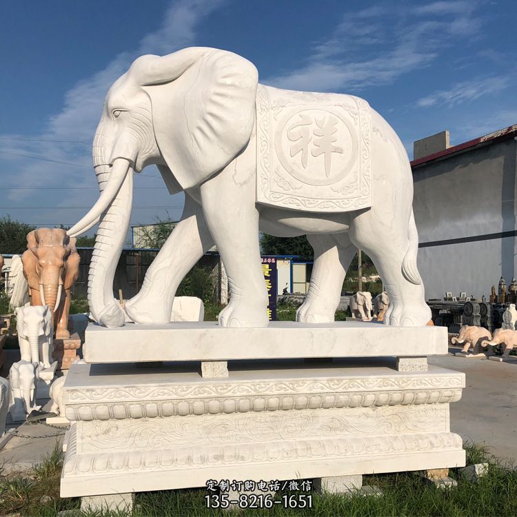 田林县喷水大象石雕石动物喷泉雕塑