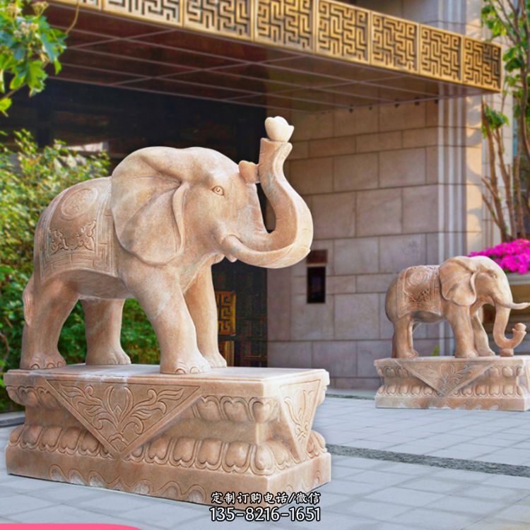石雕现代大象-大象块面雕塑