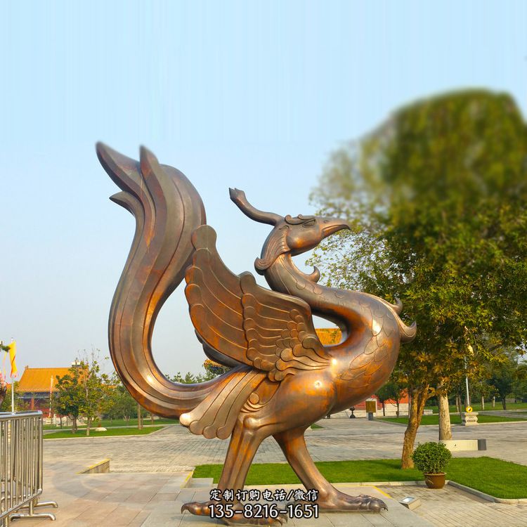 公园广场四灵之朱雀纯铜铸造雕塑