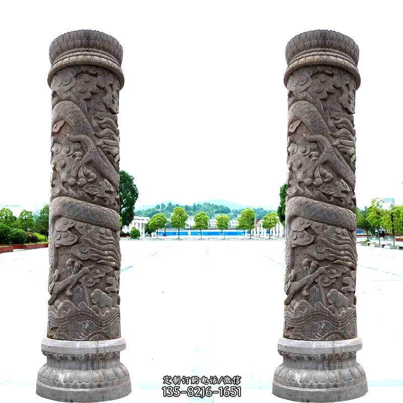 石雕盘龙柱雕塑图片