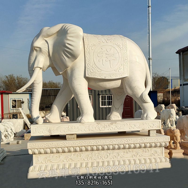 大象石雕雕刻-网红大象雕塑