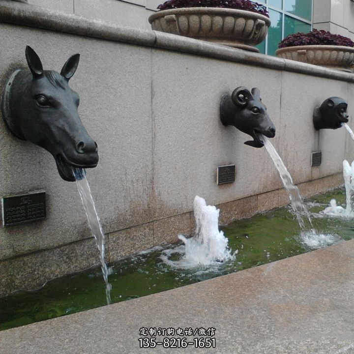 十二生肖兽首流水水景铜雕