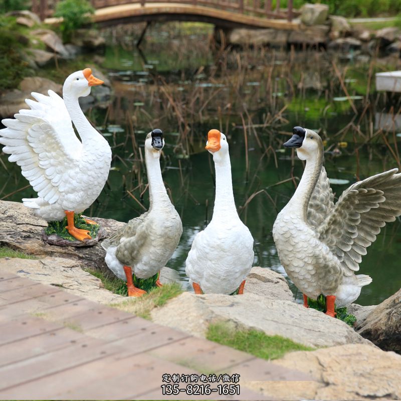 仿真大白鵝擺件花園庭院農場動物雕塑擺件