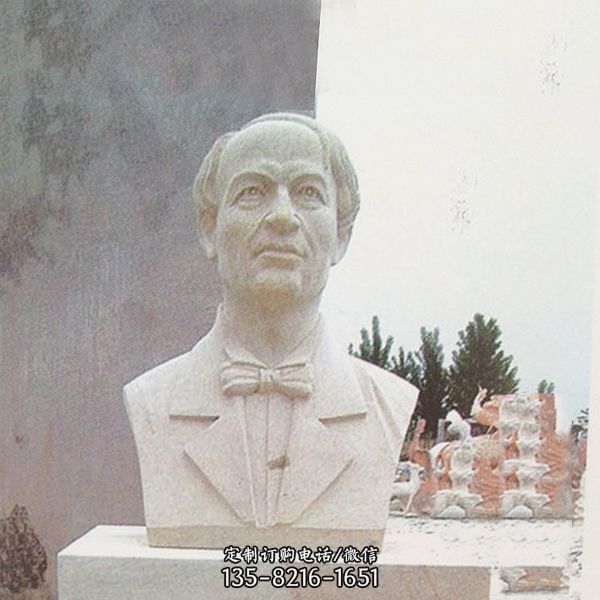 汉白玉爱迪生头像雕塑-美国著名发明家电学家-学校校园名人雕像图片