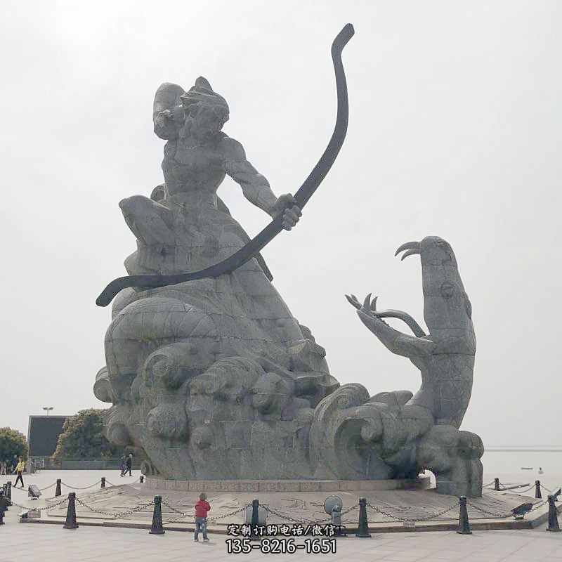 景区广场大型后日石雕-中国神话传说人物景观雕塑图片