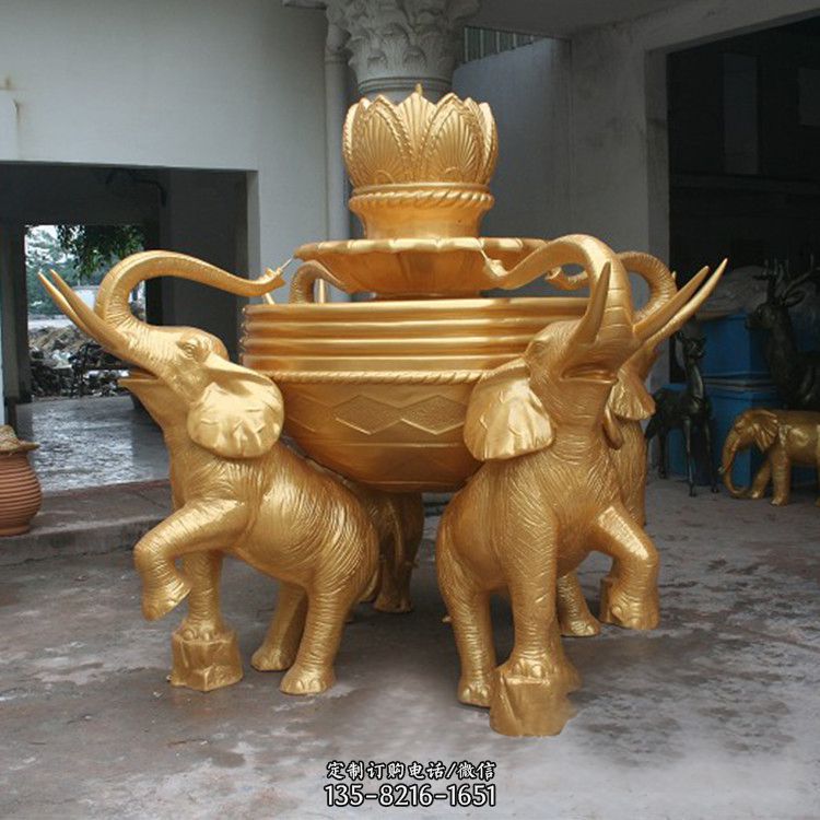 静谧中的大象——铜雕喷水大象雕塑