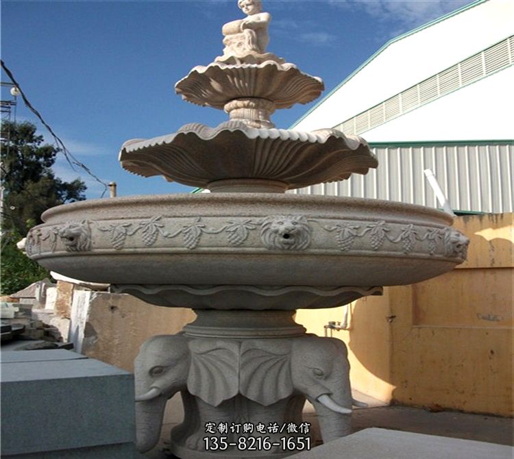 大钵石雕喷水天鹅图片