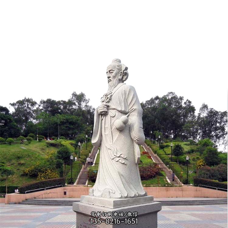 汉白玉张仲景石雕雕塑-公园广场历史名人古代著名医学人物图片
