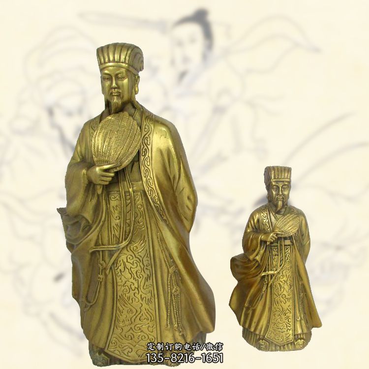 铜雕名人诸葛亮雕像-纯铜铸造三国人物雕塑