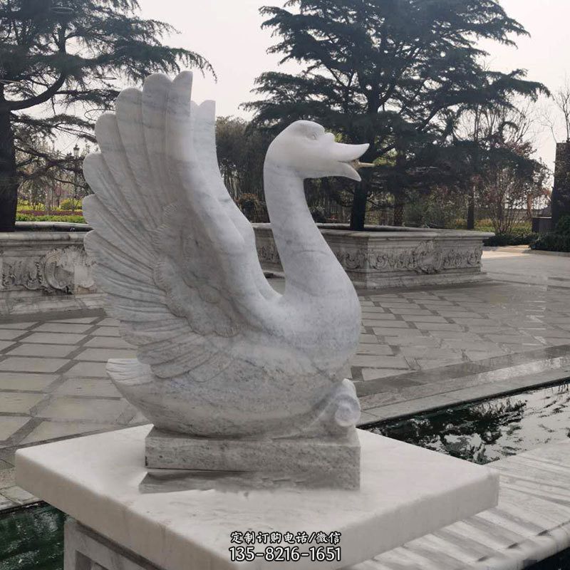公园水渠水池喷水天鹅石雕装饰动物雕塑