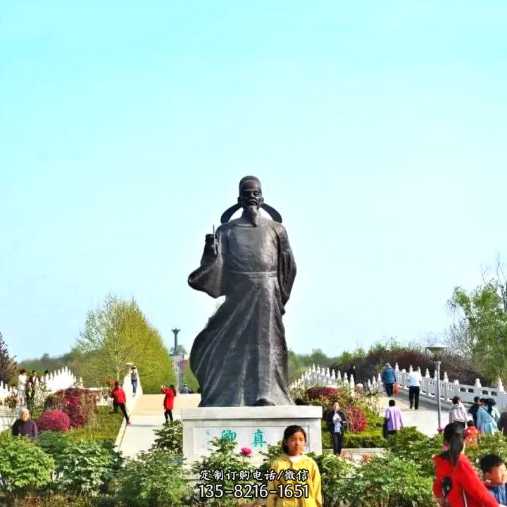 景區(qū)公園歷史名人唐朝著名書法大家顏真卿景觀銅雕塑像