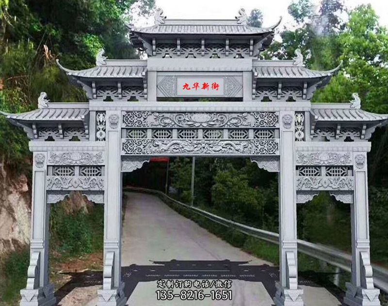 石牌坊厂家设计景区寺庙山门牌坊雕刻图案