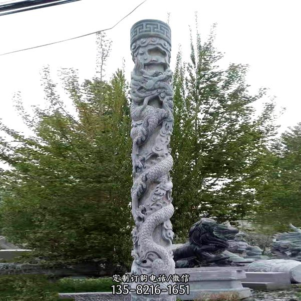 石雕盘龙柱雕刻图片
