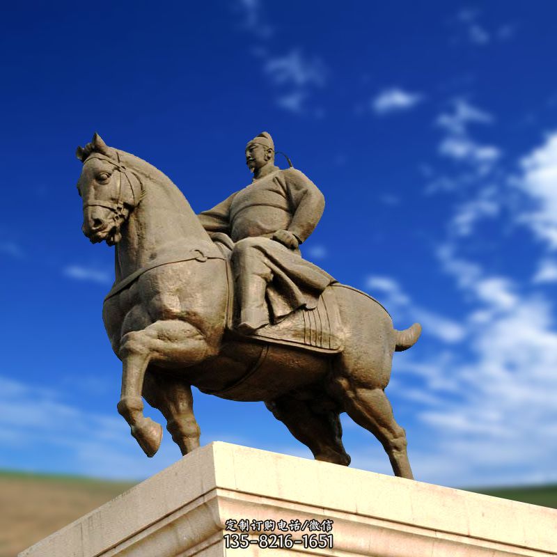 景区景点古代帝王李世民骑马景观雕塑