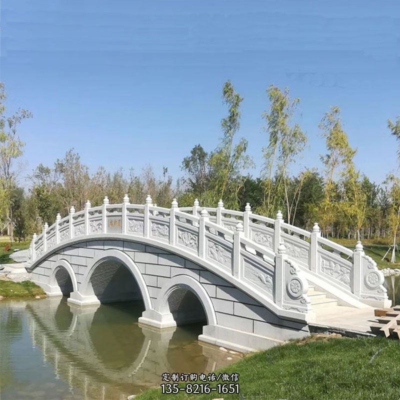 公园园林大型汉白玉石雕桥图片