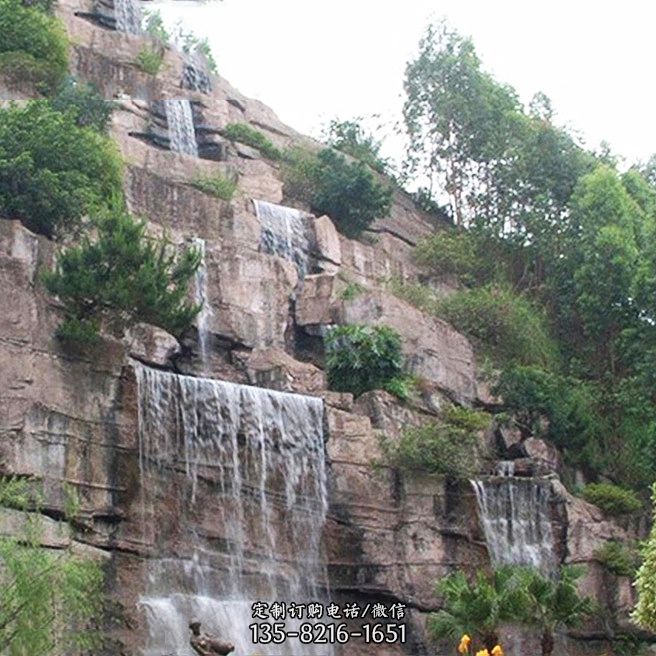 景区园林大型流水瀑布人造假山