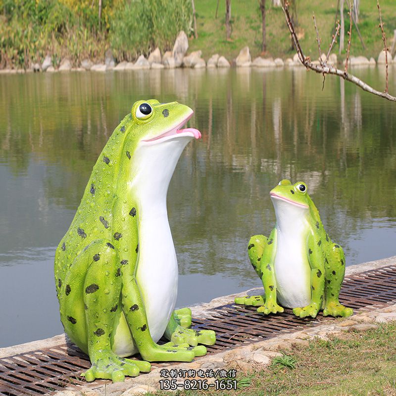 仿真青蛙玻璃钢-公园池塘水景动物雕塑摆件