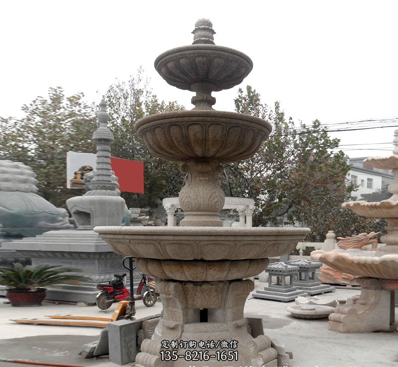 石雕钵式喷泉-别墅小区喷泉雕塑