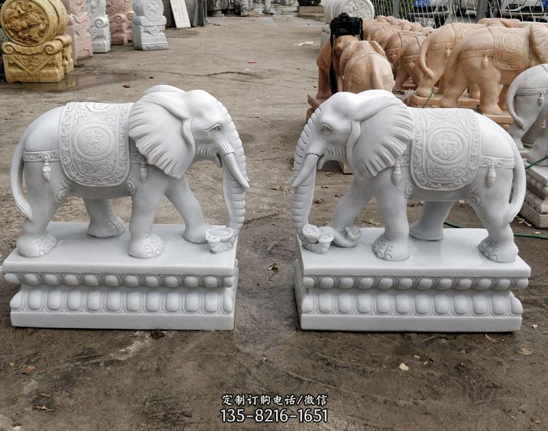 广场动物雕塑彩绘铜大象摆件