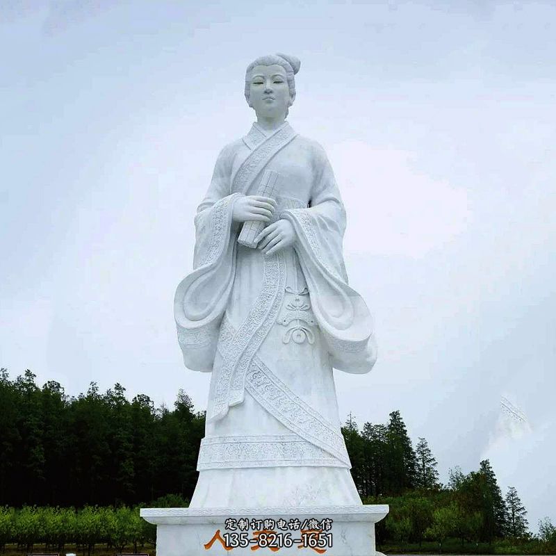 桃花夫人息妫汉白玉雕塑-景区园林历史名人古代著名美女雕像图片