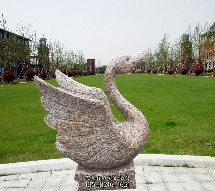 花岗岩石刻喷水天鹅雕塑