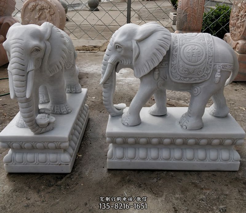 门前石雕大象-招财吉祥大象石雕
