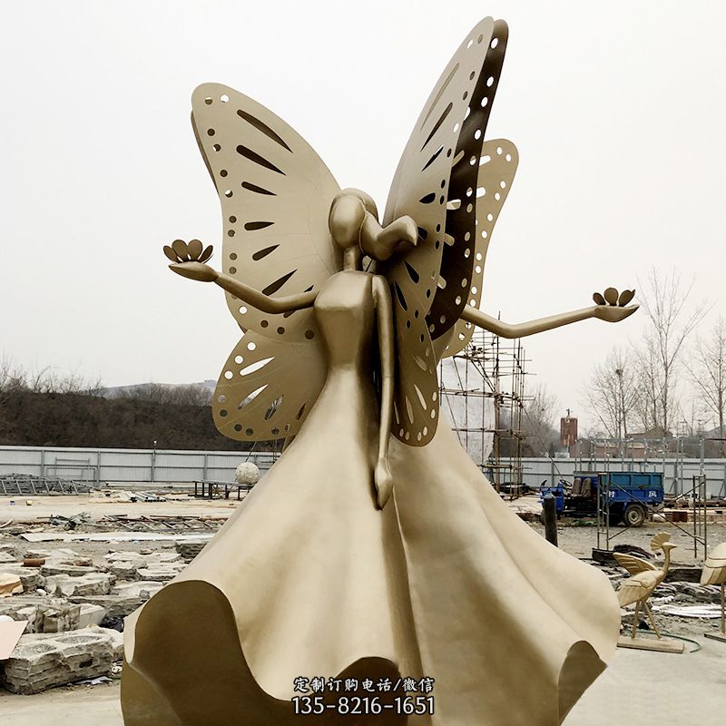 不锈钢蝴蝶少女雕塑