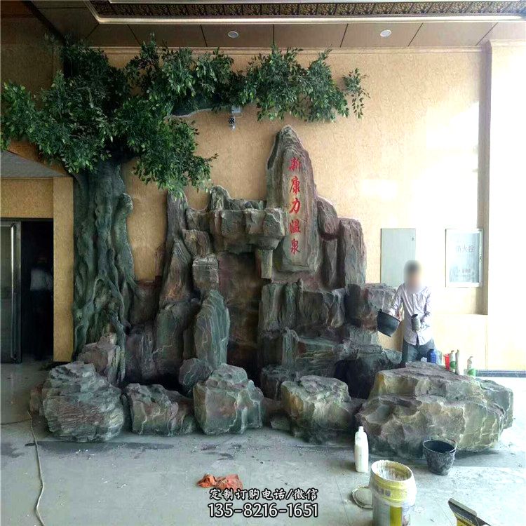 室内塑石假山-不锈钢假山景观雕塑