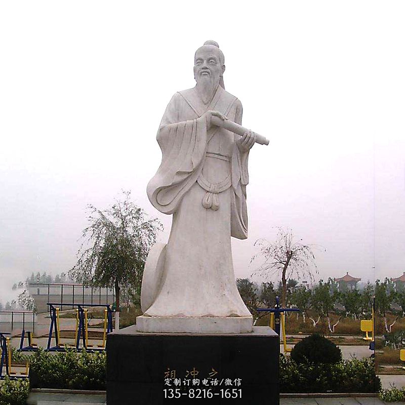 石雕祖冲之雕像-汉白玉城市公园广场历史名人雕塑图片