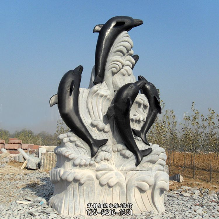 海豚石雕景观雕塑