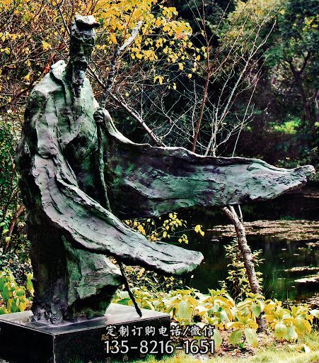 中国历史名人东晋杰出画家诗人顾恺之铜雕像