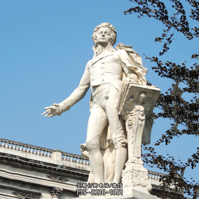 维也纳古典乐派代表人物之莫扎特汉白玉石雕像