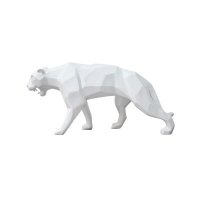 白色几何面抽象豹子玻璃钢雕塑