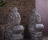 石雕狮子门墩-中国传统建筑大门雕塑摆件