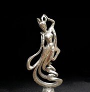 镜面不锈钢嫦娥雕塑-金属神话人物雕塑摆件