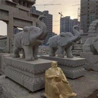 大象石雕吸水大象石雕摆件-牌坊石雕大象