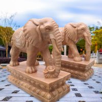 酒店石雕大象-泰式大象花草大理石雕刻