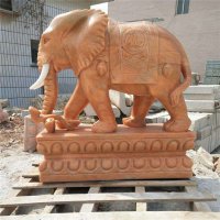 大象石雕画-会喷水的石雕大象