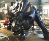 大型铸铜华尔街牛动物景观雕塑