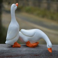 仿真喝水白鸭子摆件花园庭院池塘装饰树脂雕塑