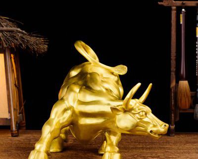 鎏金华尔街铜牛生肖动物雕塑摆件