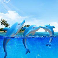 仿真海豚雕塑-大型海豚玻璃钢景观雕塑