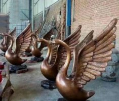 铸铜天鹅喷水动物喷泉雕塑