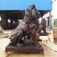 专业生产 铜狮子雕塑精美逼真 大型可定制动物铜雕 广场雕塑批发_172